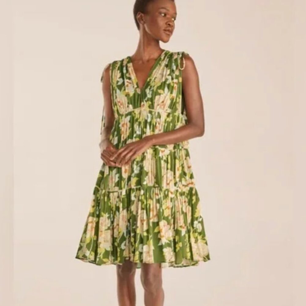 REBECCA TAYLOR Wild Peony Floral Tiered Minidress XS
